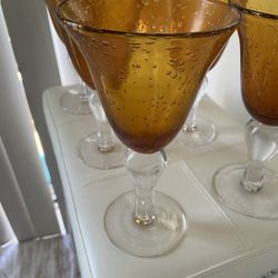 Festive Bubbled Glass Goblet Set of 8