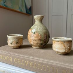 Handmade Ceramic 3 Piece Sake Set ( firm on price ) 