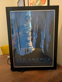 WPA Travel Poster (reprint) in wooden frame