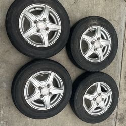 4 — 145/80r12 4x100 4x3.94 Violento Kei Japanese Import Car Wheels Rims Tires!!
