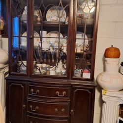 Cherry Wood Antique China Cabinet