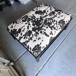 OTTOMAN …OVERSIZED COWHIDE ~STYLE UPHOLSTERED  OTTOMAN COFFEE TABLE   