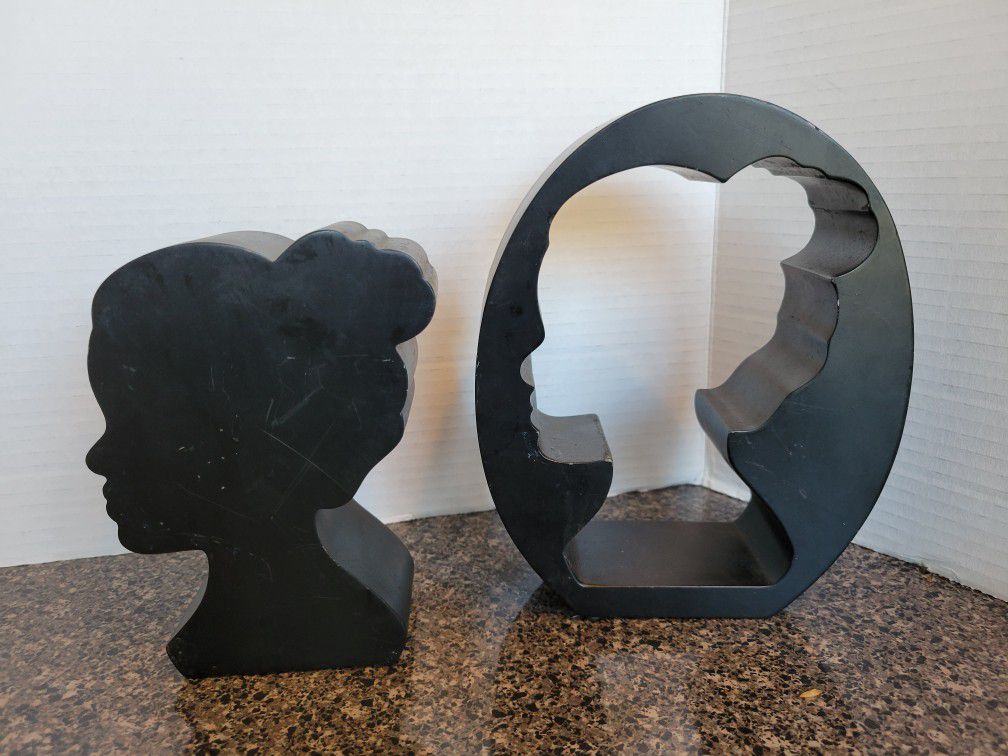 Umbra Loft Puzzle Ceramic Cameo Silhouette Bookends Alan Wisniewski Design 8.5" 