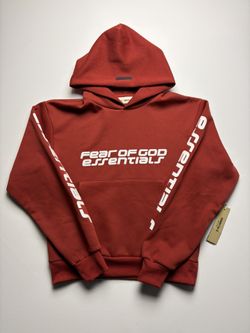 Fear Of God Essentials Red Hoodie 