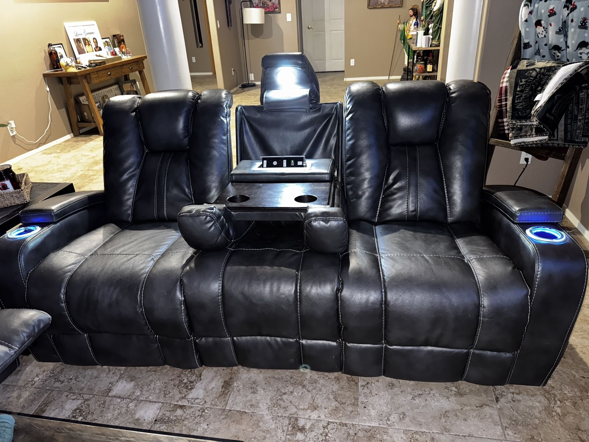 Grey Leather Electric Couches