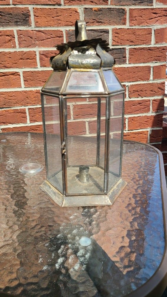 Antique Glass Enclosed Candle Holder