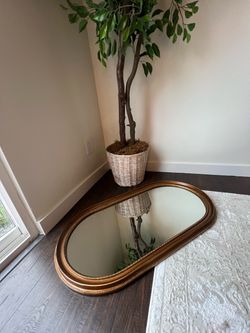 Oval Gold Beaded Frame Wall Mirror