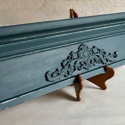 Upcycled Handcrafted Slightly Distressed Blue Wooden Wall Shelf