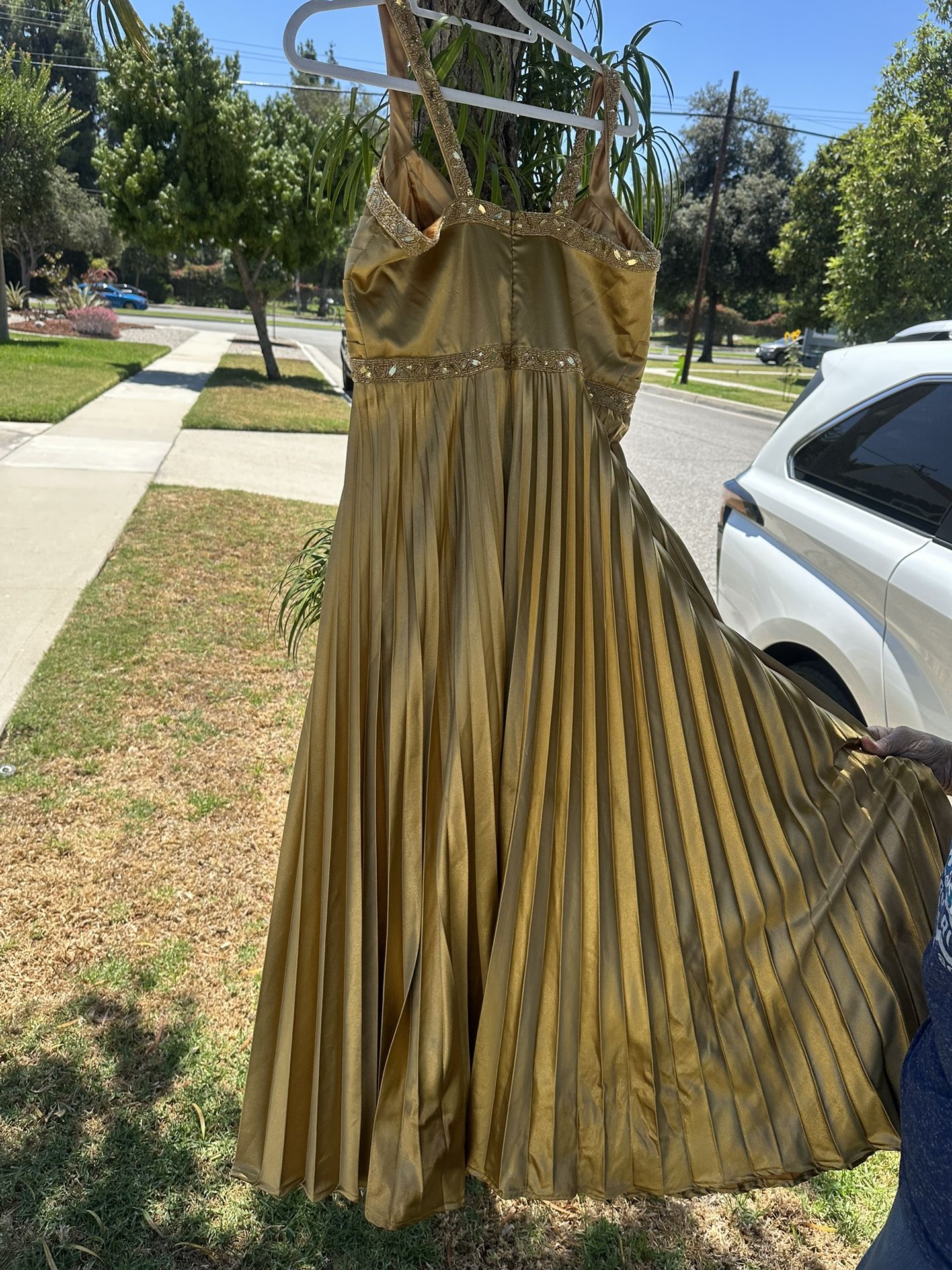 Gold Evening Dress Dinner Dress Prom Dress Christmas Dress