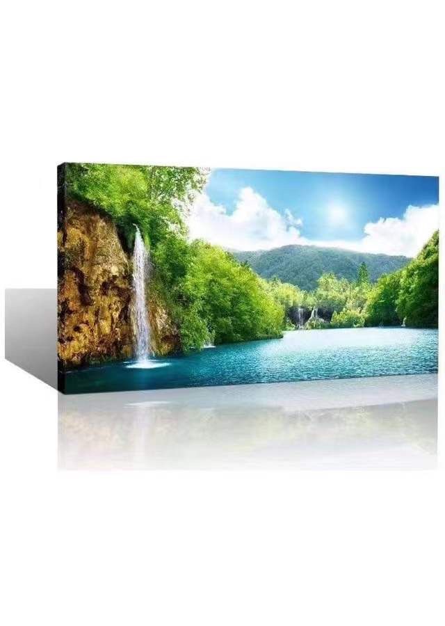 Large Green Landscape Living Room Bedroom Wall Art Decor Lake Tree Sky Nature View Picture Canvas Print Framed Artwork Modern Home Office Decoration 2