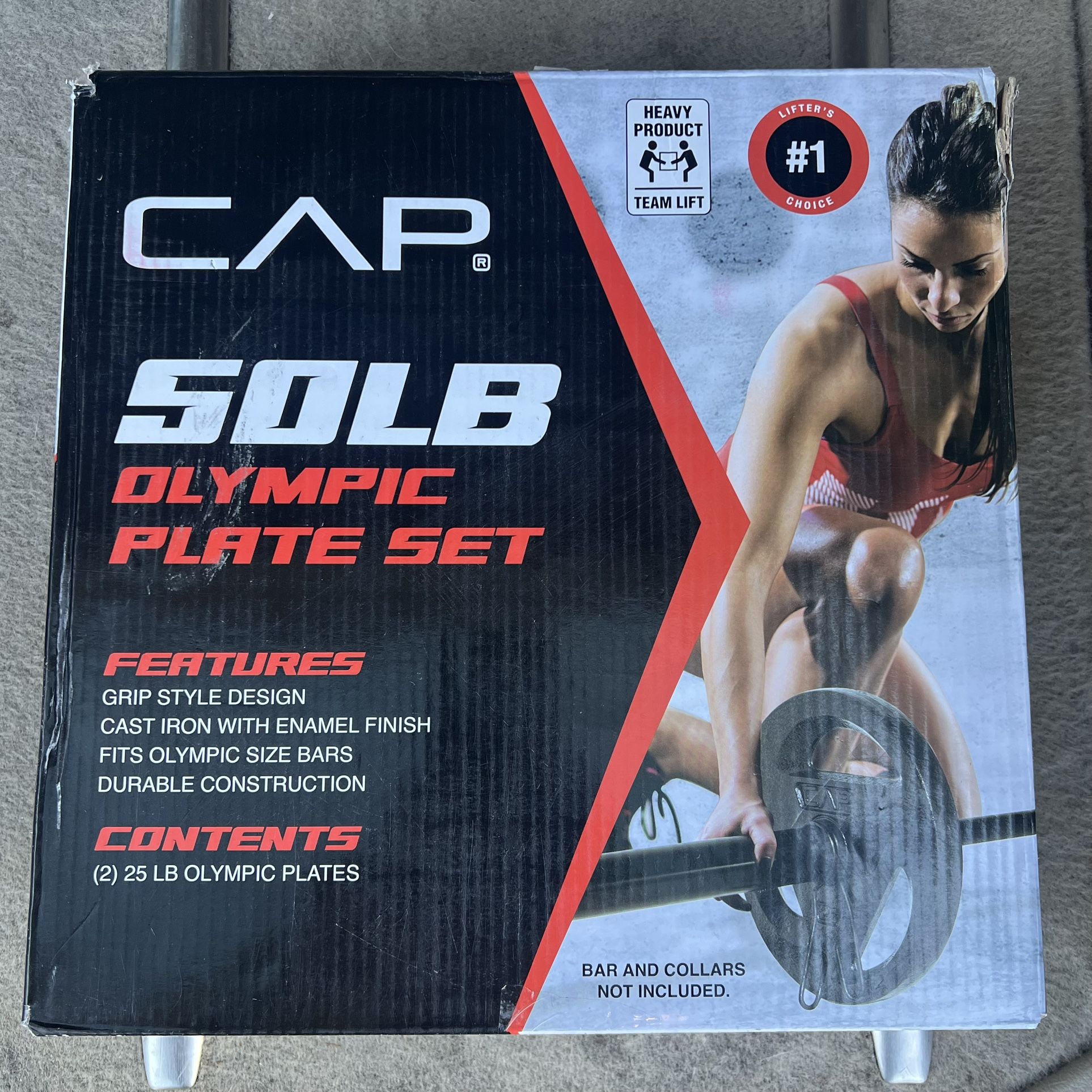 CAP Barbell 50lb Olympic Grip Plate Weight Set (25x2)