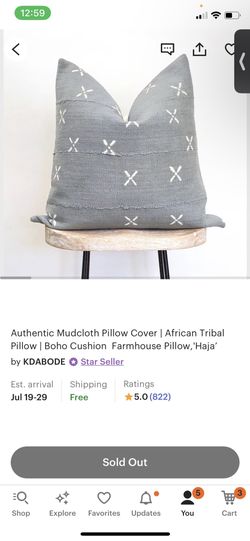 Authentic Mudcloth Pillow Farmhouse Boho Cushion