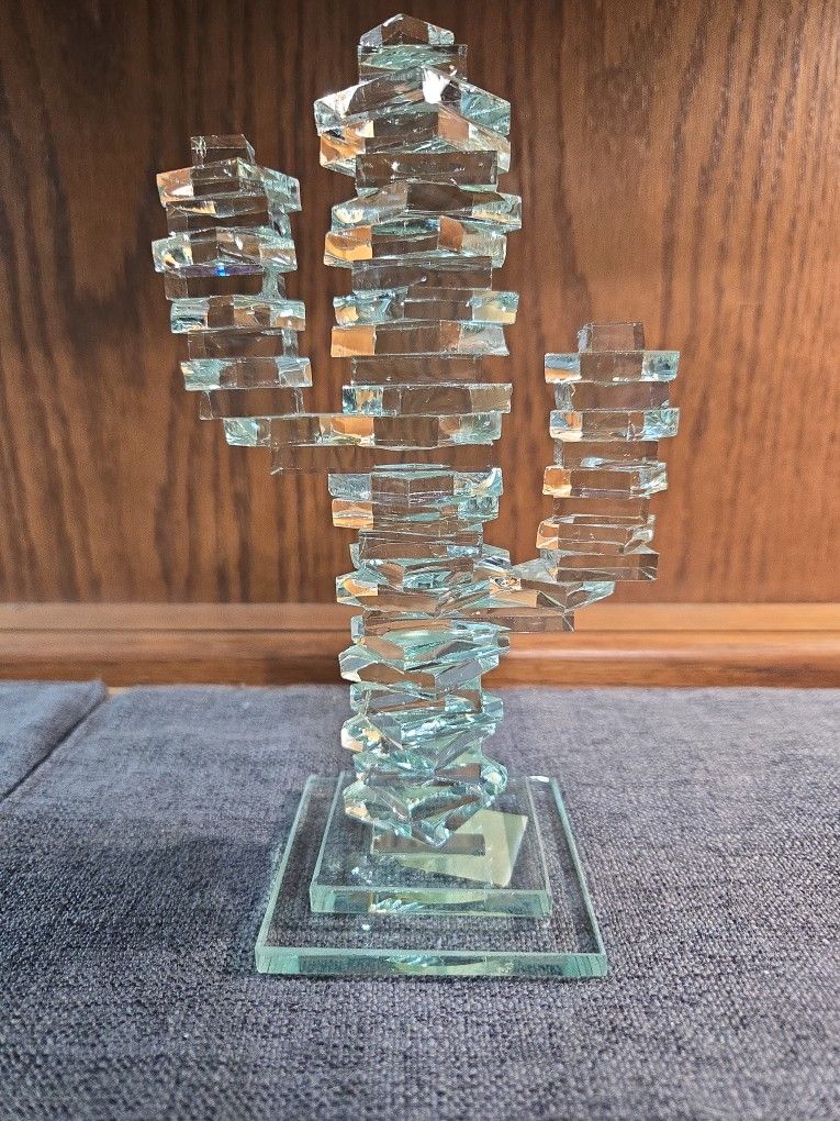 Cactus Paperweight Stacked Glass Squares
