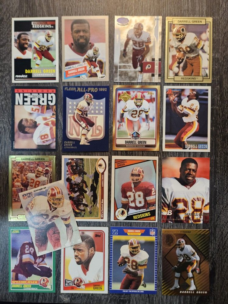 (17) All Different Darrell Green Rookie Football Card Lot Washington Redskins
