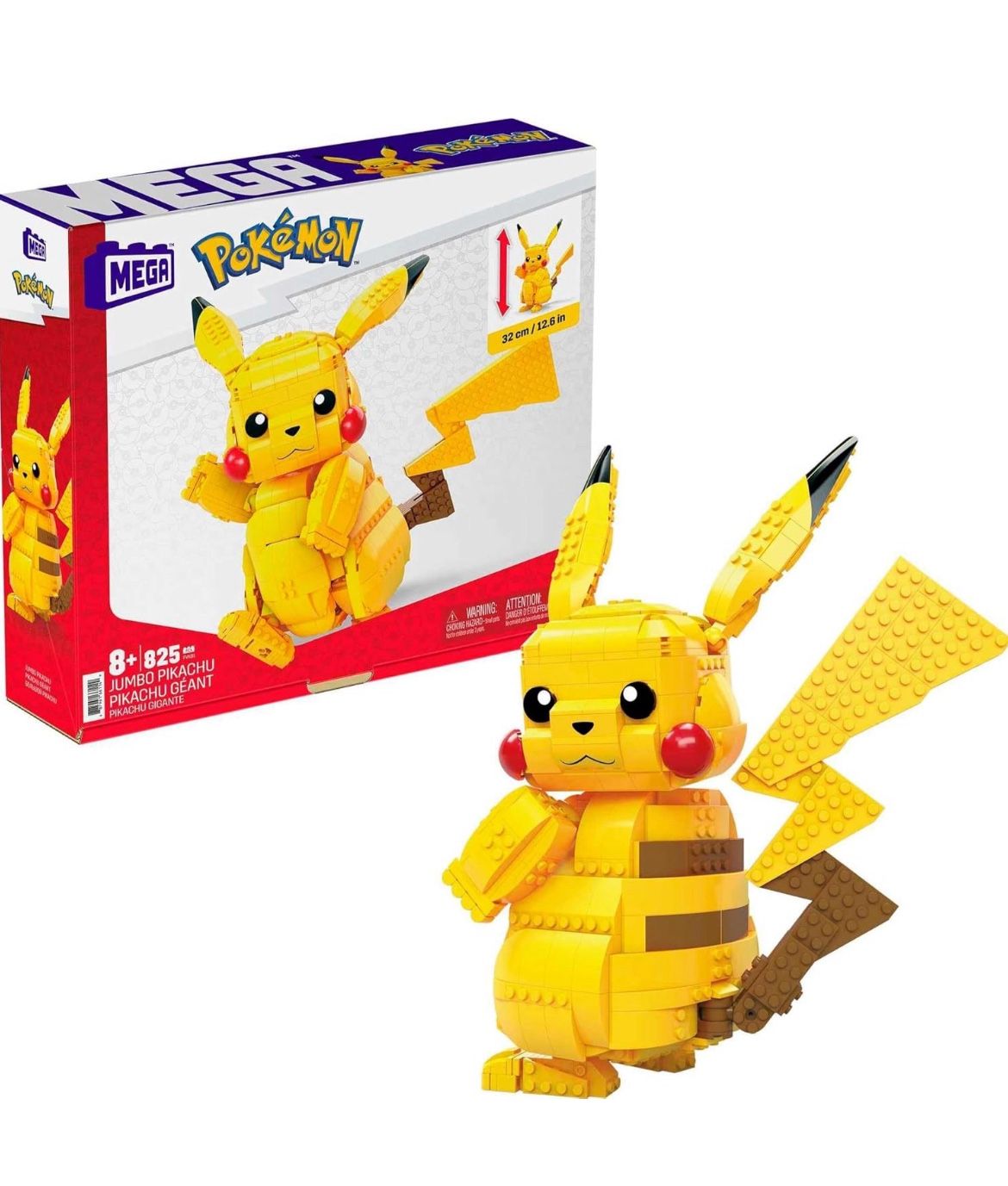 MEGA Pokémon Building Toys Set Jumbo Pikachu with 806 Pieces, Articulated and Poseable, 12 Inches Tall, for