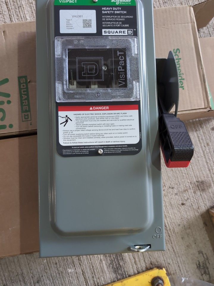NEW Square D VHU361 30 Amp 600V Heavy Duty Disconnect Safety Switch