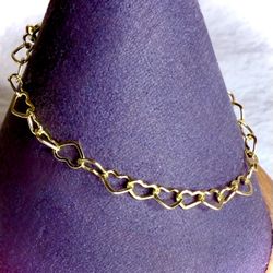 Sterling Silver Gold Heart Bracelet
