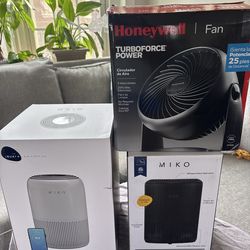 NEW - Air Purifier + Fan Bundle – Miko HEPA (2 Units) + Honeywell TurboForce