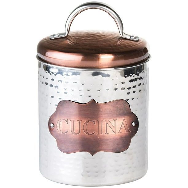 Amici Home Cucina Hammered Metal Canister Medium - NEW