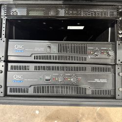 QSC RMX 2450 and RMX 4050HD Amp Rack with Case