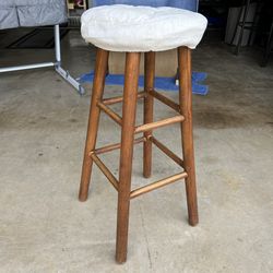 Sturdy Wooden Barstool with  Seat pad, 30 Inches Tall