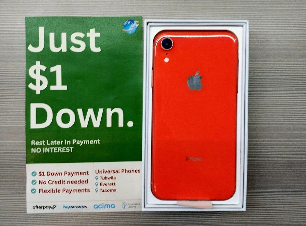Apple IPhone XR 64gb Unlocked, FREE Smartwach/ Headphones. Pay $1 Today Rest in payments. NO CREDIT NEEDED FINANCING