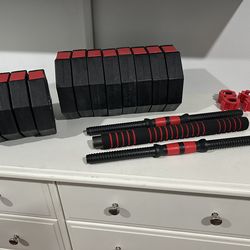 Dumbells Set and Barbell, 2 in 1  Up to 65 lbs. Beginner Set