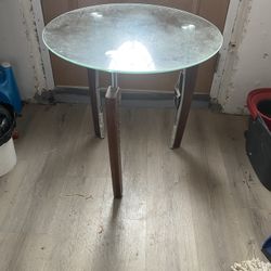 Round Glass Top Table Wood Legs
