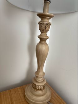 2 Wood table lamp white shade
