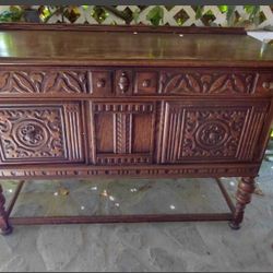 Buffet Style Vintage Carved Cabinet 