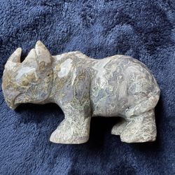 Moss Agate Rhino Carving 