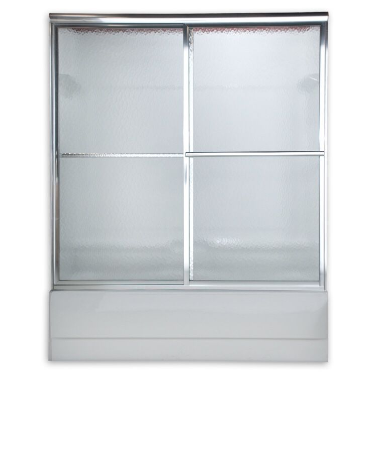 Framed sliding fluted glass shower doors