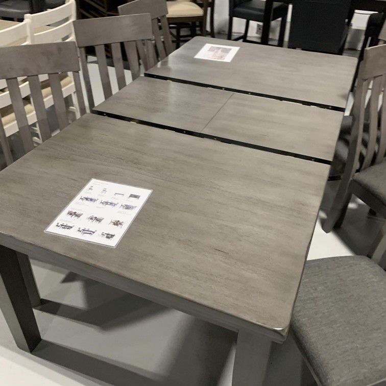 Hallanden Gray 7 Piece Dining Table and 6 Chairs Set by Ashley 
