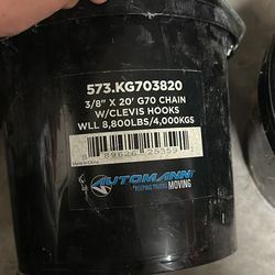 Chains with clevis hooks 3/8" x 20' NEW