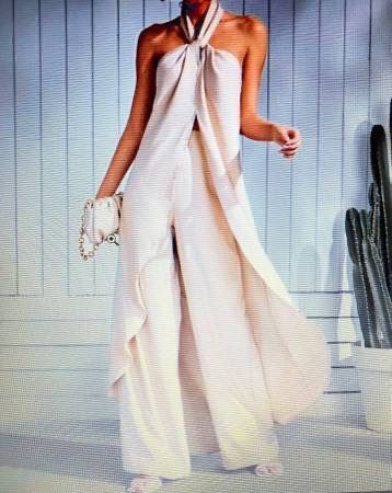 Women's sz S Shein Open Back Halter Top & Palazzo Pants Set*New