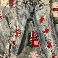 Jeans Red Distressed Size 30