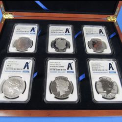 2023 P&S 6-Coin Set,  Morgan/Peace Dollar Set NGC Pf/Ms 70 Advanced Releases