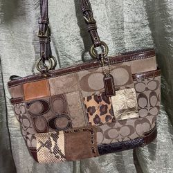 Coach leopard patchwork tote