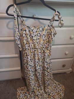 Yellow And Black Floral Dress