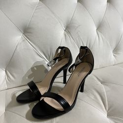 Merozzi Black Leather Strappy Open Toe Heels Pumps Size 8.5