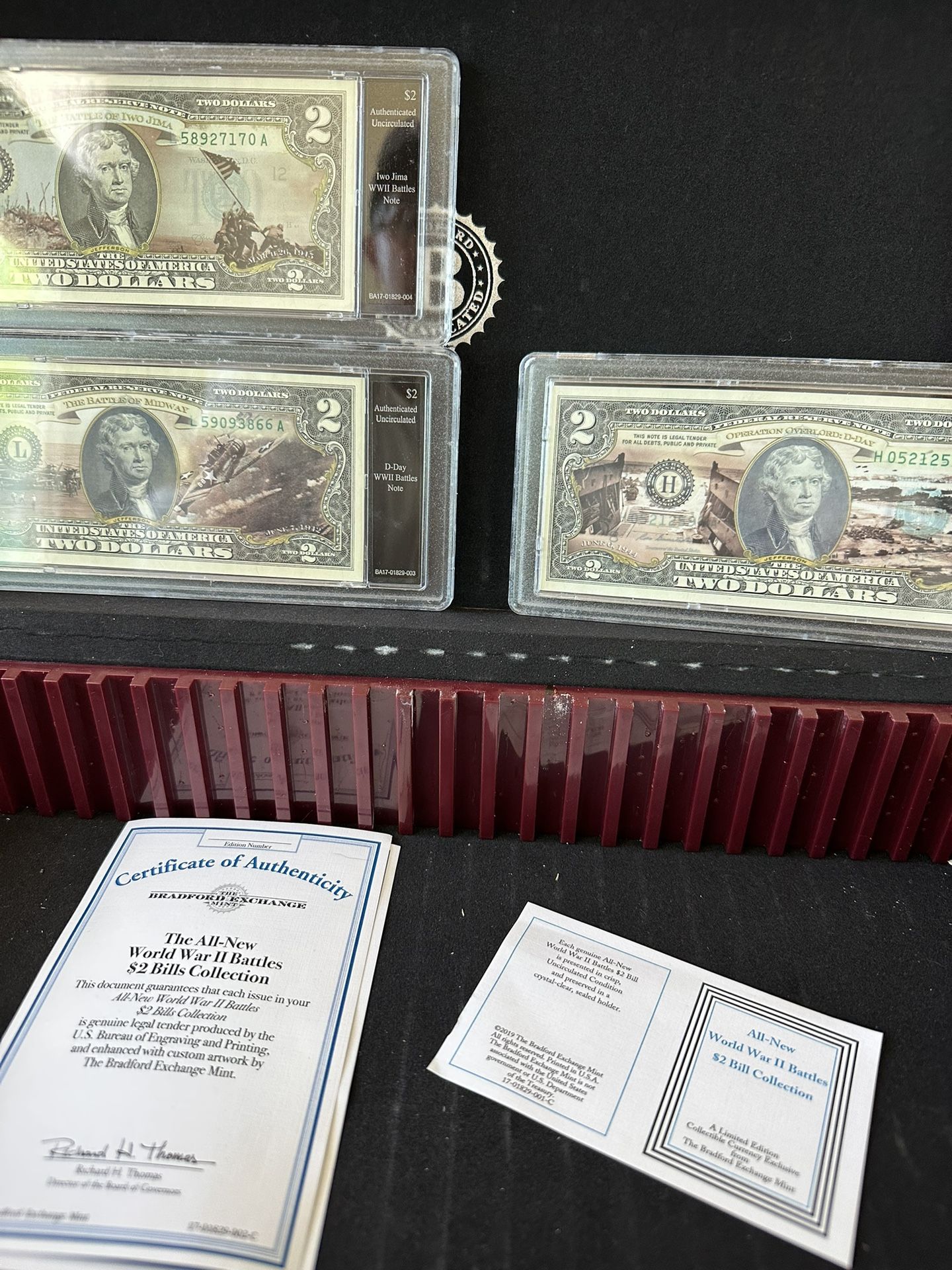 Bradford Exchange Colorized Uncirculated $2 Bill Collection — In Wooden ...