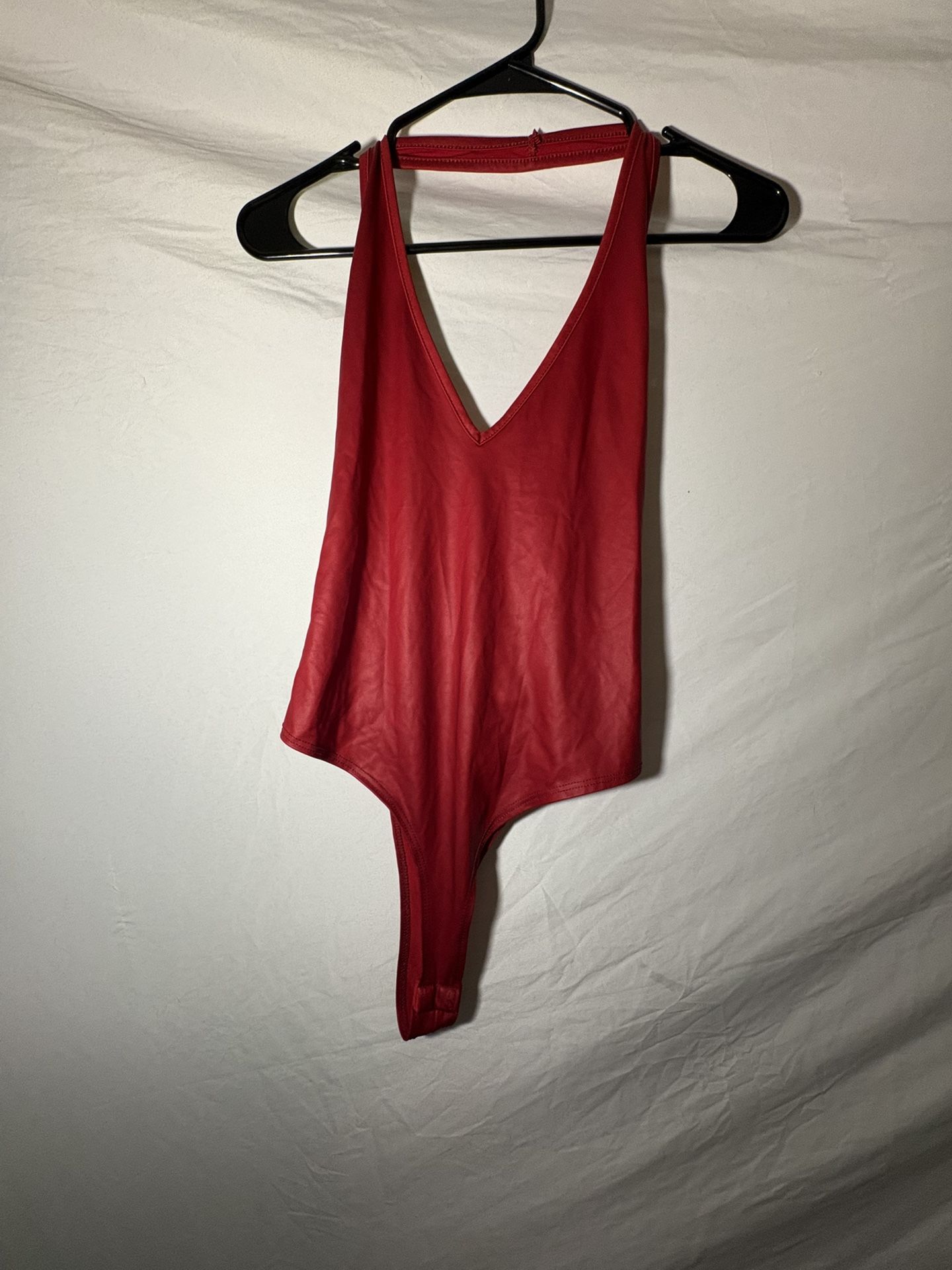 RED "LEATHER" BODYSUIT