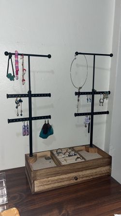 Light Brown Wooden Jewelry Organizer Storage