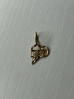14k yellow gold half heart “Friend” pendant