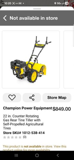 22 in. Counter Rotating
Gas Rear Tine Tiller with
Self-Propelled Agricultural Tires