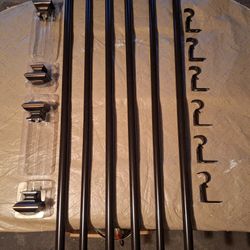 OIL-RUBBED BRONZE SQUARE ADJUSTABLE CURTAIN ROD SET 42 - 120" (x2)