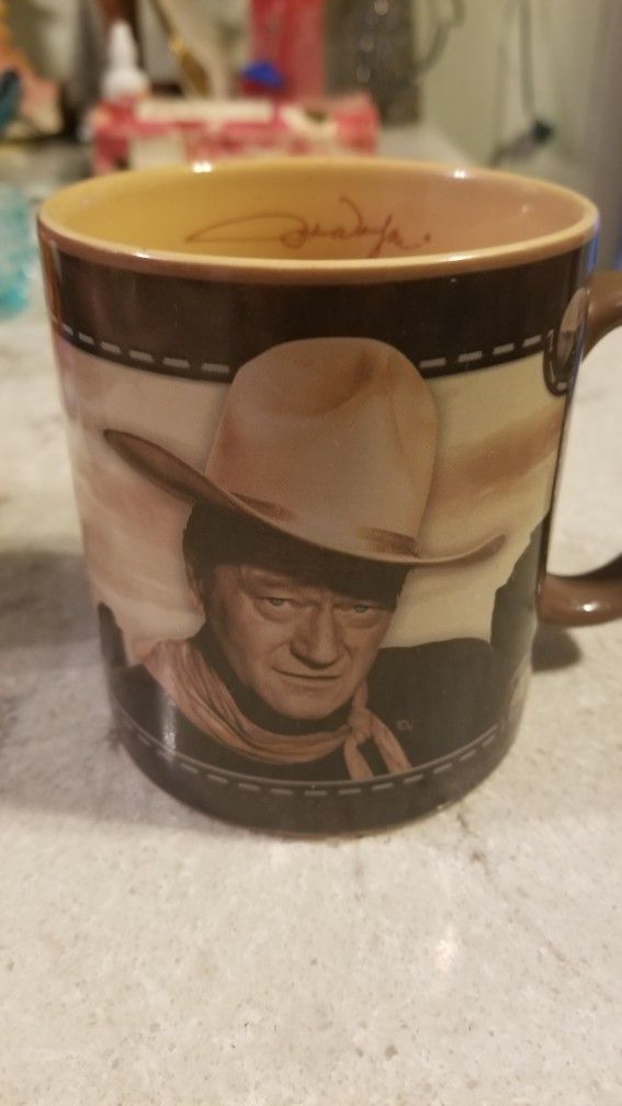 John Wayne Signed  Coffee Cup  