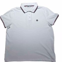 Moncler Polo Shirt In White 100% AUTHENTIC Mens SIZE 2XL *READ Description *