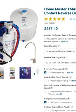RO Filtet Undersink Home Master TMAFC Artesian Full Contact Reverse Osmosis System With Permeate Pump And Refrigerator Kit