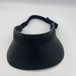 Luxury Adjustable Sun Visor – Black with Faux Leather Detail